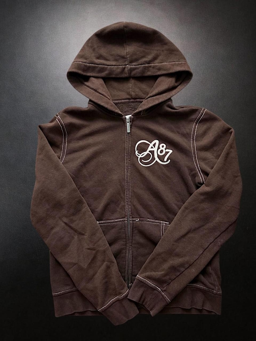 A87 Brown Zip-Up Hoodie